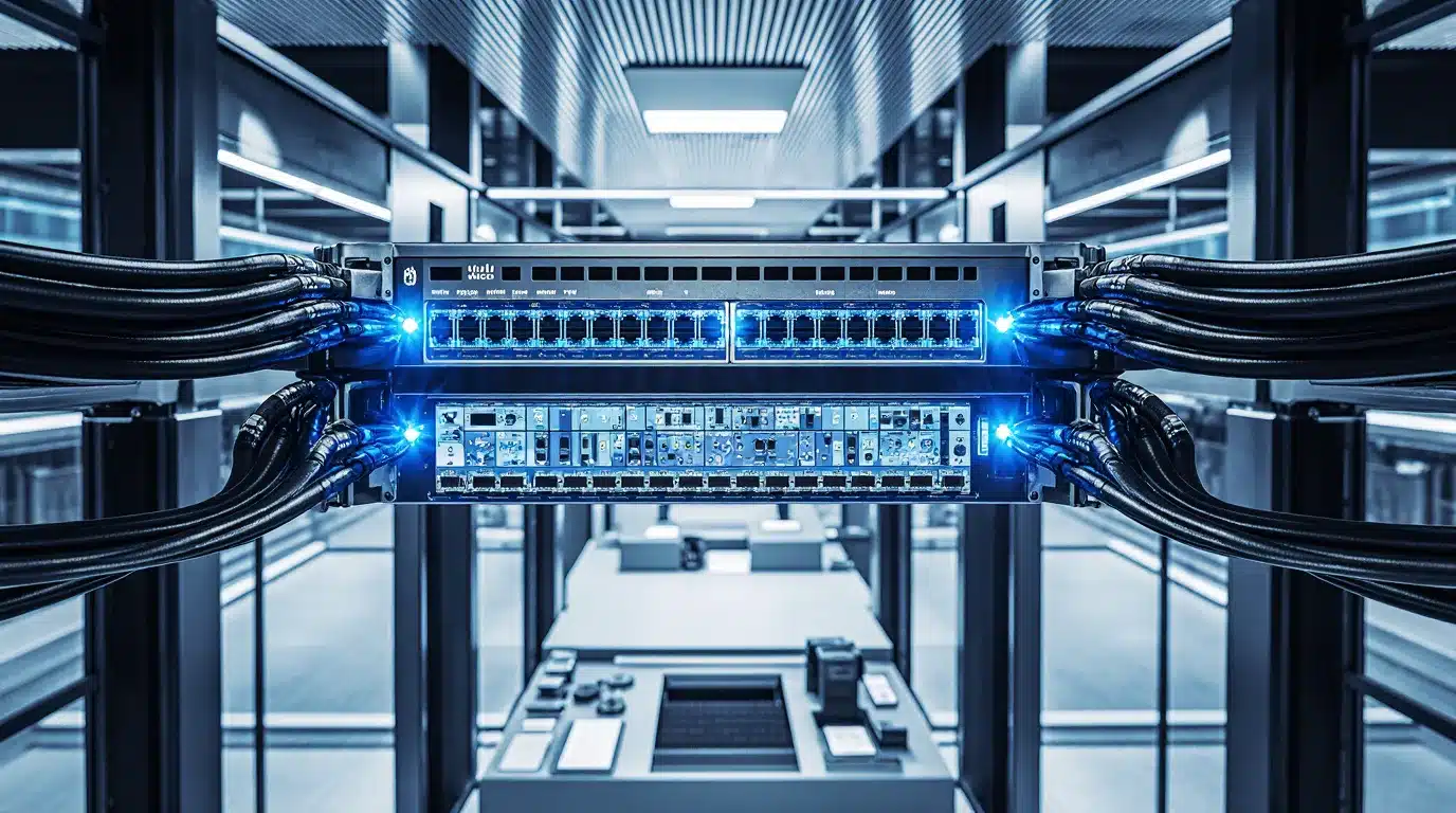 نمایی از شبکه سازمانی با سوئیچ سیسکو در محیط اداری