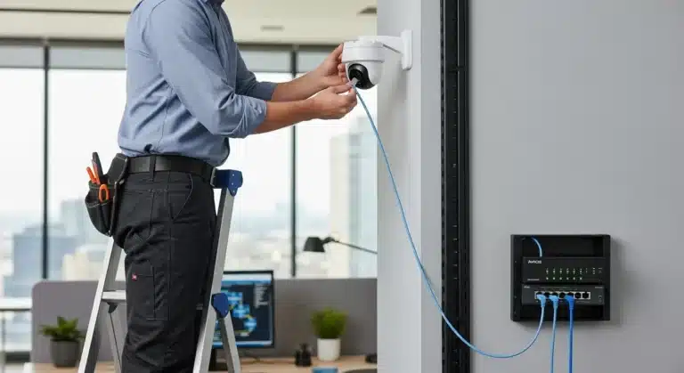 نصب دوربین مداربسته با سوئیچ PoE بدون نیاز به آداپتور