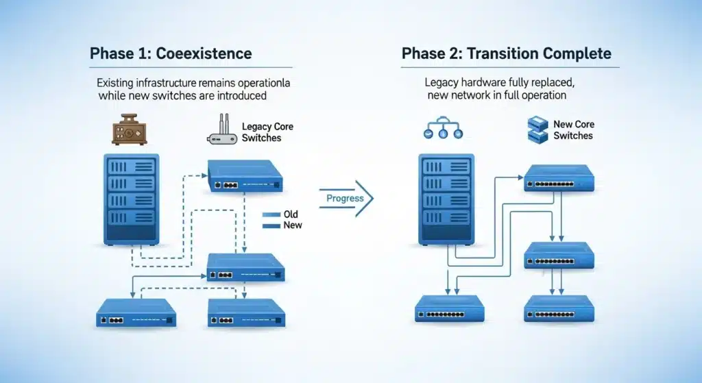 طرح ارتقای شبکه به صورت مرحله‌ای با سوئیچ سیسکو